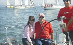 Pesquisadora com Manuel Quina, ex-atleta olímpico português, da modalidade vela
