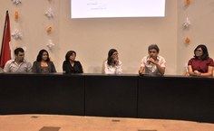 Mesa de abertura do evento, realizado no auditório da Reitoria, em Maceió