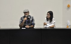 O coordenador do curso, Amílton Gláucio ao lado de Andréa Moreira, vice-coordenadora, revelou a felicidade em participar do evento