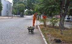 Limpeza prioriza canteiros da via principal