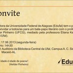 Edufal promove bate-papo literário nesta segunda-feira