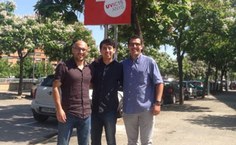 Professores Marià Pasarello,  Mac-Dawison e Pere Morera em reunião na Universidade Vic Barcelona