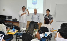Eduardo Lyra, Roberaldo Carvalho e Luciano Barbosa em reunião com membros da 14ª Coordenadoria de Ensino