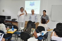 Eduardo Lyra, Roberaldo Carvalho e Luciano Barbosa em reunião com membros da 14ª Coordenadoria de Ensino