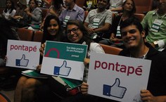 O auditório ficou lotado de estudantes interessados em inovar e empreender