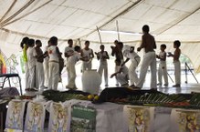 Grupo de capoeira se apresenta no Dia da Cultura Camponesa