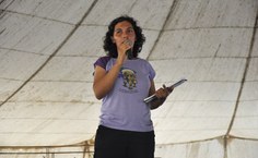 Maria, líder do Assentamento Rural Flor do Bosque, falou sobre a importância da mulher na agricultura