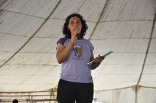 Maria, líder do Assentamento Rural Flor do Bosque, falou sobre a importância da mulher na agricultura