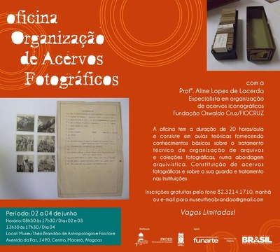 Oficina será entre os dias 2 e 4 de junho no Museu Théo Brandão | nothing