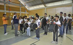 A banda de fanfarra da Escola Osória de Moura Lima, de Rio Largo.