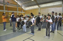 A banda de fanfarra da Escola Osória de Moura Lima, de Rio Largo.