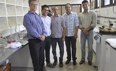 Da esquerda para direita Cantídio Mundim, secretário de Pesca de Alagoas, professores Elton Santos,  Kedes Pereira, Emerson Soares e o empresário Fernando Chaves