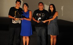 A equipe do filme Nélson dos Santos. Da esquerda para direita Paulo André Silver, Jande Silver, Albert Ferreira e Thauana Ferreira