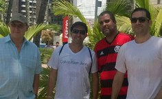 Professores Jean-Jacques Bourguignon (Université de Strasbourg) e João Xavier de Araújo Júnior, Luciano Grillo e Alfredo Dias