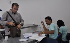 Sala de crendenciamento - mais de 1,6 mil alunos inscritos