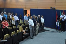 Momento da execução do Hino Nacional