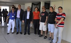 Reitor Eurico Lôbo durante inauguração com docentes do Campus