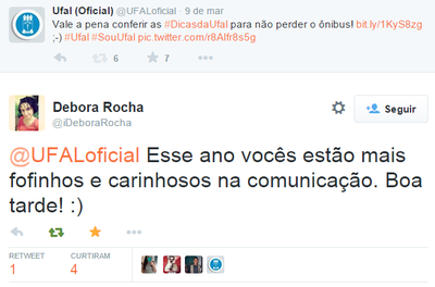 Estudante faz elogio à comunicação da Universidade | nothing