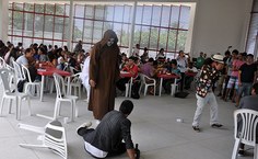 Houve intervenção artística também no Restaurante Universitário