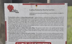 Placa em homenagem ao filho de seu Sebastião