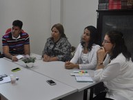 Stela Lameiras, Sebastão Medeiros, Carol Almeida e Diva Lessa em reunião sobre a 7ª Bienal