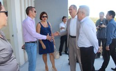 Reitor Eurico Lôbo apresenta ao ministro Aldo Rebelo os gestores do Campus Arapiraca, Eliane Cavalcanti e Arnaldo Cunha