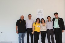 Irinaldo Diniz (Propep), Pedro Valentin (Proginst), Ruth Vasconcelos (Proest), Eliane Barbosa (Fale), Elias Barbosa (GR) e Alexandre Safadi (Fundepes) em solenidade de inauguração