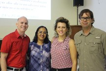 Dimas José, coordenador da Licenciatura em Química; Francine Santos, diretora do IQB; Isis Figueiredo, coordenador do Bacharelado em Química e Thiago Aquino, coordenador da Química Industrial