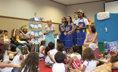 Equipe que comandou a oficina Contação de Histórias