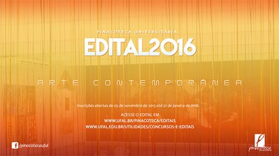 Flyer edital da Pinacoteca Universitária para exposições em 2016