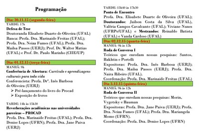 Programação do Encontro do Programa Nacional de Cooperação Acadêmica