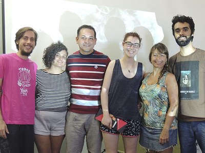 Ramon Coutinho (à direita) com realizadores de filmes participantes da Mostra Competitiva do Festival