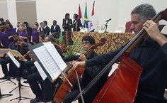 Quinteto de cordas que integra a Orquestra Filarmônica da Ufal