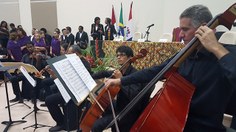 Quinteto de cordas que integra a Orquestra Filarmônica da Ufal