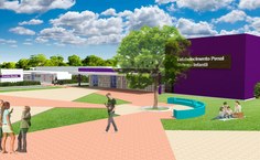 Perspectiva da Praça Externa e da Entrada Principal do espaço proposto pela pesquisadora