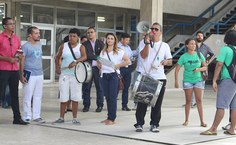 Protesto teve intervenções artísticas