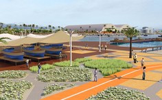 Paisagem da enseada natural que une o setor náutico com suas embarcações e a vista imponente do Porto de Maceió