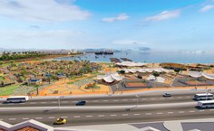 Panorama geral da Vila da Enseada que aponta para o mar mostrando todos os setores do projeto