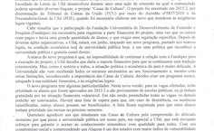 Carta da Reitoria aos estudantes das Casas de Cultura