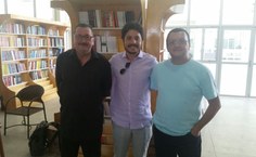 Professor Bayerlein, o assessor de relações internacionais professor Aruã Lima e o diretor da Edufal professor Osvaldo Maciel