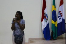 Sónia André, doutoranda pela Ufal, se manifestou durante o evento em comemoração ao Dia Nacional de Tereza de Benguela