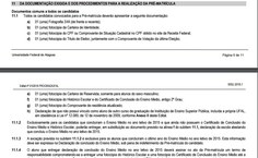 Documentação exigida, conforme o item 11 do edital Prograd, 1 2016