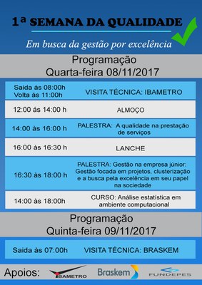 Programação Semana de Qualidade 8 de novembro