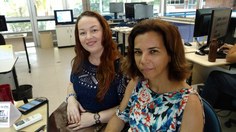 As pesquisadoras Adriana (ICBS) e Aline (Esenfar) estão entusiasmadas coma rede Zebrafish