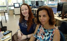 As pesquisadoras Adriana (ICBS) e Aline (Esenfar) estão entusiasmadas coma rede Zebrafish