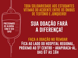 Reitoria da Ufal manifesta pesar pelo acidente envolvendo estudantes de Arapiraca