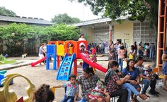 Crianças e familiares aproveitaram os festejos juninos