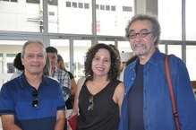 Professores Cícero Péricles, Flávia Ferraz e Otávio Cabral prestiam a solenidade