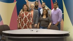 Estudante Bruno Presado (de camisa branca), com a equipe do programa Tome Ciência nas gravações durante a SBPC em Alagoas. Foto: Arquivo Pessoal