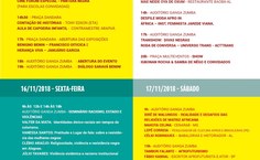 Programação do dia 14 ao dia 17